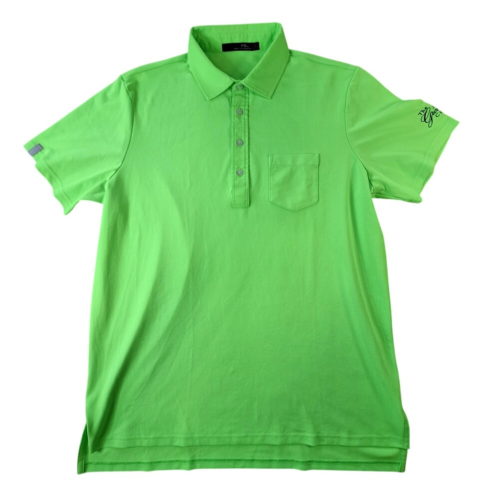 RLX Ralph Lauren Polo Shirt Mens Large Neon Green Stretch Greenbrier Golf Tour